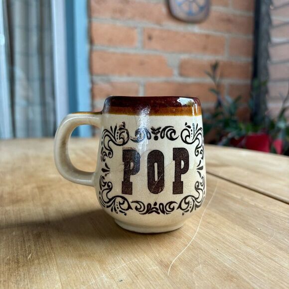 Vintage Other - Vintage Ceramic Coffee Mug POP Country Western Round Brown Tan Handle 1970s